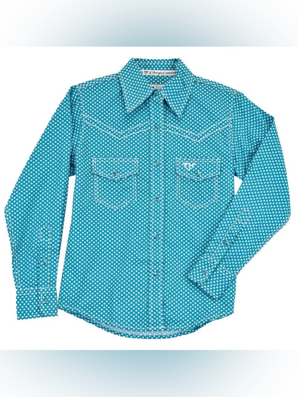 Toddler Girl's CH Turquoise "Donut" Long Sleeve Western Shirt Horses